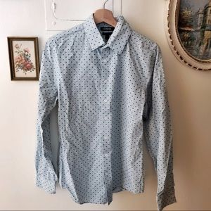 Express Patterned Light Blue Dress Shirt